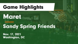 Maret  vs Sandy Spring Friends  Game Highlights - Nov. 17, 2021