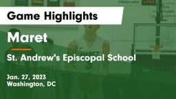 Maret  vs St. Andrew's Episcopal School Game Highlights - Jan. 27, 2023