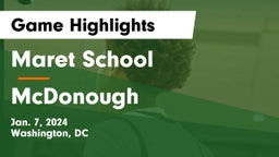 Maret School vs McDonough Game Highlights - Jan. 7, 2024