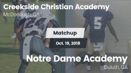 Matchup: Creekside Christian vs.      Notre Dame Academy 2018
