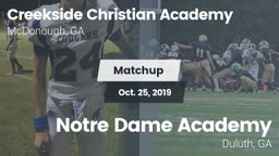 Matchup: Creekside Christian vs.      Notre Dame Academy 2019