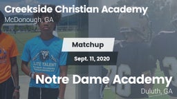 Matchup: Creekside Christian vs.      Notre Dame Academy 2020