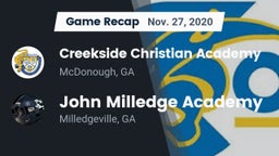 Recap: Creekside Christian Academy vs. John Milledge Academy  2020