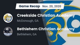 Recap: Creekside Christian Academy vs. Bethlehem Christian Academy  2020