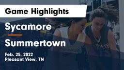 Sycamore  vs Summertown  Game Highlights - Feb. 25, 2022