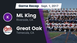Recap: ML King  vs. Great Oak  2017