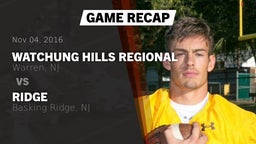 Recap: Watchung Hills Regional  vs. Ridge  2016