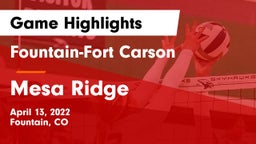Fountain-Fort Carson  vs Mesa Ridge  Game Highlights - April 13, 2022