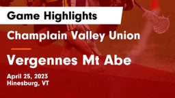 Champlain Valley Union  vs Vergennes Mt Abe Game Highlights - April 25, 2023