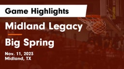 Midland Legacy  vs Big Spring  Game Highlights - Nov. 11, 2023