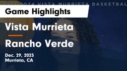Vista Murrieta  vs Rancho Verde  Game Highlights - Dec. 29, 2023