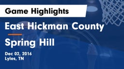 East Hickman County  vs Spring Hill Game Highlights - Dec 02, 2016