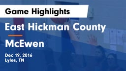 East Hickman County  vs McEwen Game Highlights - Dec 19, 2016