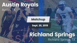 Matchup: Austin Royals vs. Richland Springs  2019