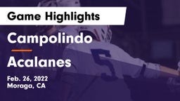 Campolindo  vs Acalanes  Game Highlights - Feb. 26, 2022