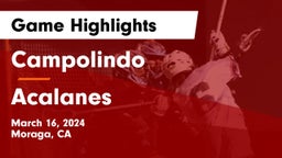 Campolindo  vs Acalanes  Game Highlights - March 16, 2024