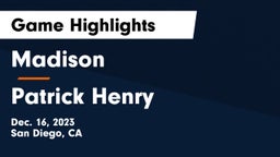 Madison  vs Patrick Henry  Game Highlights - Dec. 16, 2023