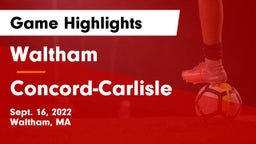 Waltham  vs Concord-Carlisle  Game Highlights - Sept. 16, 2022