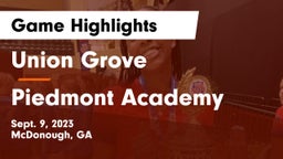Union Grove  vs Piedmont Academy  Game Highlights - Sept. 9, 2023