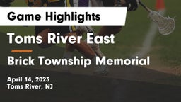 Toms River East  vs Brick Township Memorial  Game Highlights - April 14, 2023