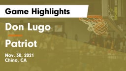 Don Lugo  vs Patriot  Game Highlights - Nov. 30, 2021