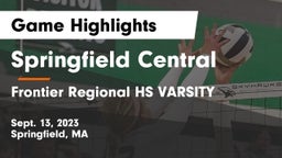 Springfield Central  vs Frontier Regional HS VARSITY Game Highlights - Sept. 13, 2023