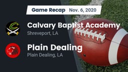 Recap: Calvary Baptist Academy  vs. Plain Dealing  2020