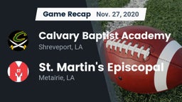 Recap: Calvary Baptist Academy  vs. St. Martin's Episcopal  2020