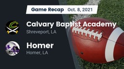 Recap: Calvary Baptist Academy  vs. Homer  2021