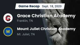 Recap: Grace Christian Academy vs. Mount Juliet Christian Academy  2020