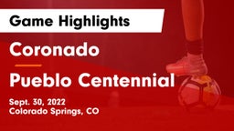 Coronado  vs Pueblo Centennial Game Highlights - Sept. 30, 2022
