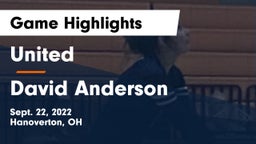 United  vs David Anderson Game Highlights - Sept. 22, 2022