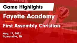 Fayette Academy  vs First Assembly Christian  Game Highlights - Aug. 17, 2021