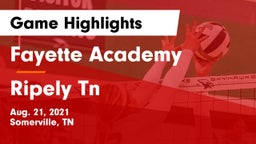 Fayette Academy  vs Ripely Tn Game Highlights - Aug. 21, 2021