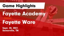 Fayette Academy  vs Fayette Ware  Game Highlights - Sept. 20, 2021