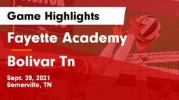 Fayette Academy  vs Bolivar  Tn Game Highlights - Sept. 28, 2021