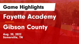 Fayette Academy  vs Gibson County Game Highlights - Aug. 20, 2022