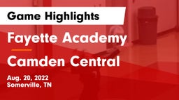 Fayette Academy  vs Camden Central  Game Highlights - Aug. 20, 2022