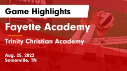 Fayette Academy  vs Trinity Christian Academy  Game Highlights - Aug. 25, 2022