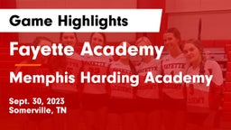 Fayette Academy  vs Memphis Harding Academy Game Highlights - Sept. 30, 2023