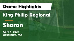 King Philip Regional  vs Sharon  Game Highlights - April 4, 2022