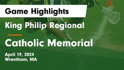 King Philip Regional  vs Catholic Memorial  Game Highlights - April 19, 2024