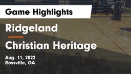 Ridgeland  vs Christian Heritage  Game Highlights - Aug. 11, 2022