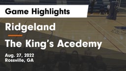 Ridgeland  vs The King’s Acedemy  Game Highlights - Aug. 27, 2022