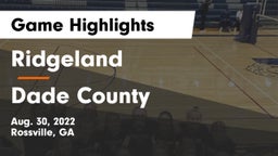 Ridgeland  vs Dade County  Game Highlights - Aug. 30, 2022