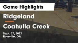 Ridgeland  vs Coahulla Creek  Game Highlights - Sept. 27, 2022