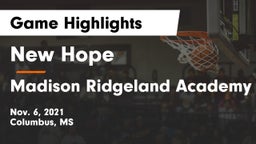 New Hope  vs Madison Ridgeland Academy Game Highlights - Nov. 6, 2021