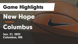 New Hope  vs Columbus  Game Highlights - Jan. 21, 2022