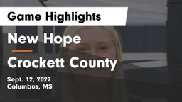 New Hope  vs Crockett County  Game Highlights - Sept. 12, 2022