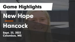 New Hope  vs Hancock  Game Highlights - Sept. 23, 2022